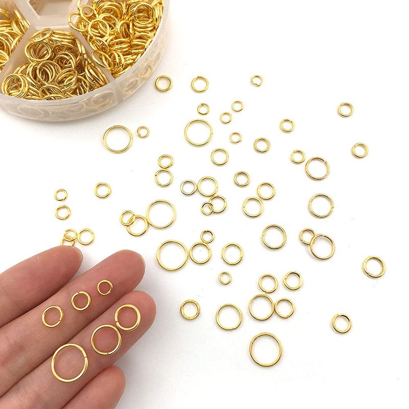 Youdiyla 1500Pcs Mixed 6 Sizes Open Jump Rings 4mm 5mm 6mm 7mm 8mm 10mm Jump Ring Jewelry Keychain for Jewelry Making Accessories with 1Pcs Jump Ring Open/Close Tool and 1Pcs Storage Box (Gold) - Image 3